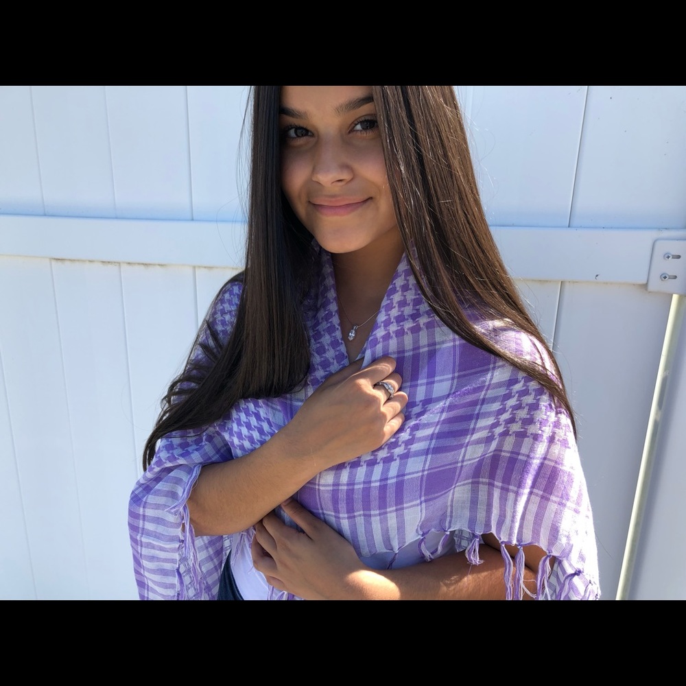 Purple and white scarf